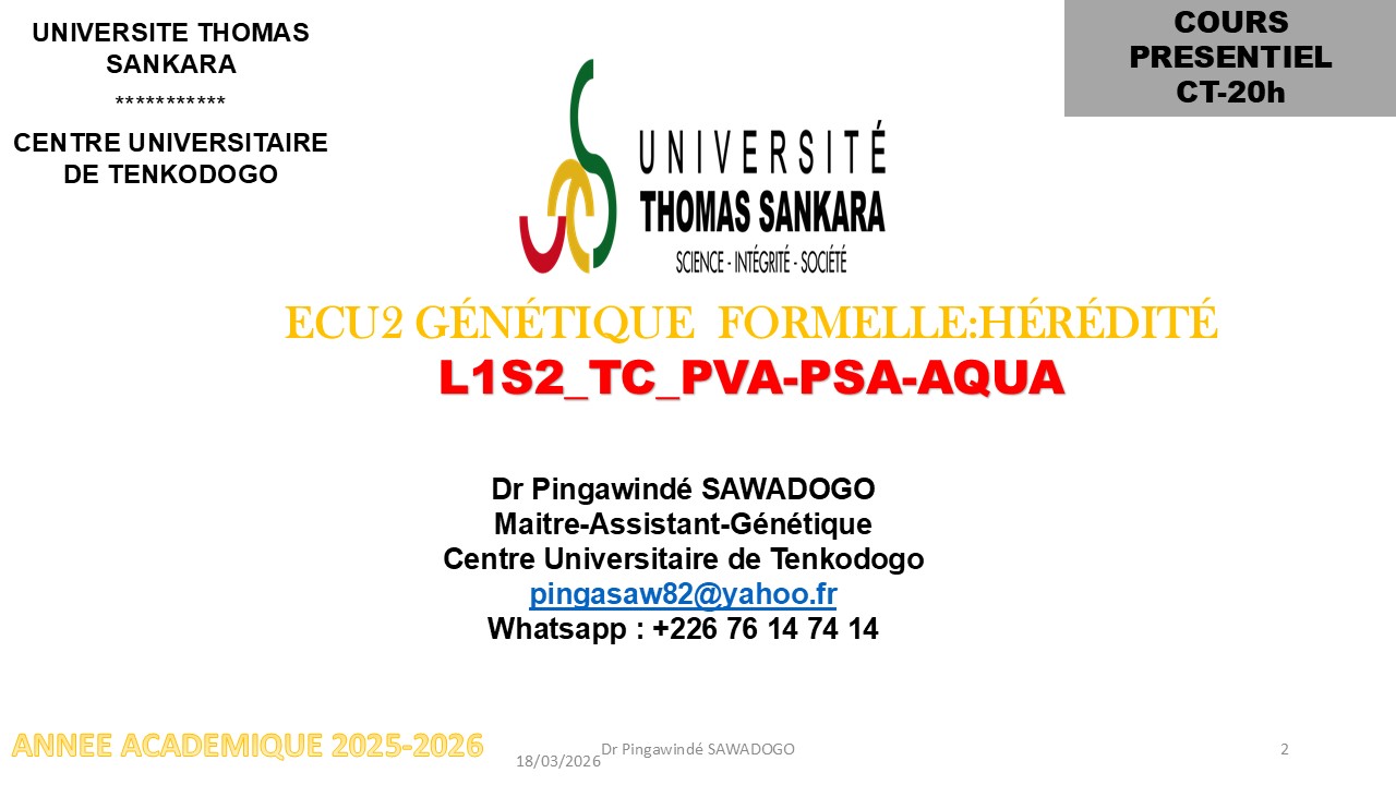 GENETIQUE FORMELLE/HEREDITE